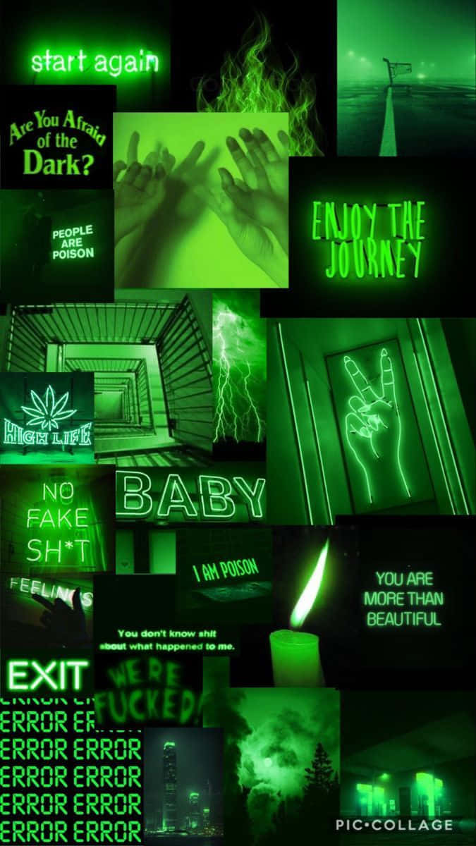 Green Collage, neon green, candle, SD Phone Wallpaper