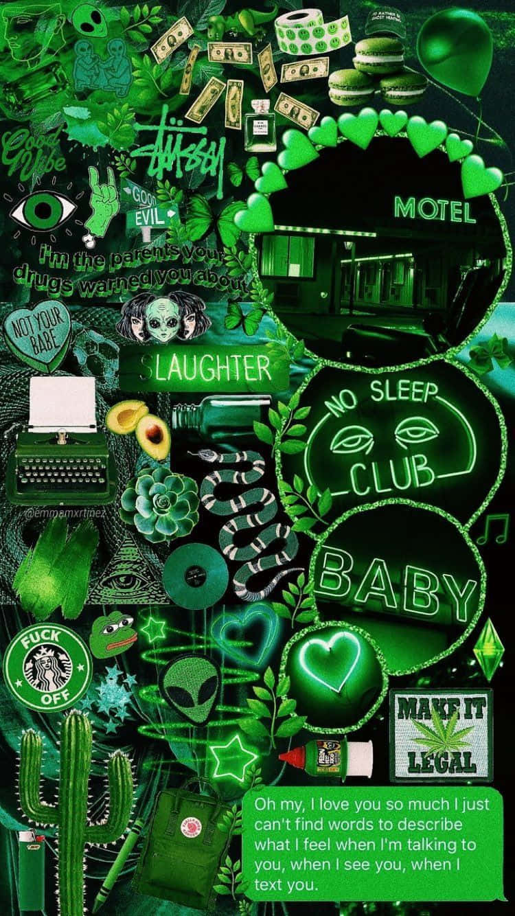 neon green, pop culture icons, alien motifs, HD Phone Wallpaper