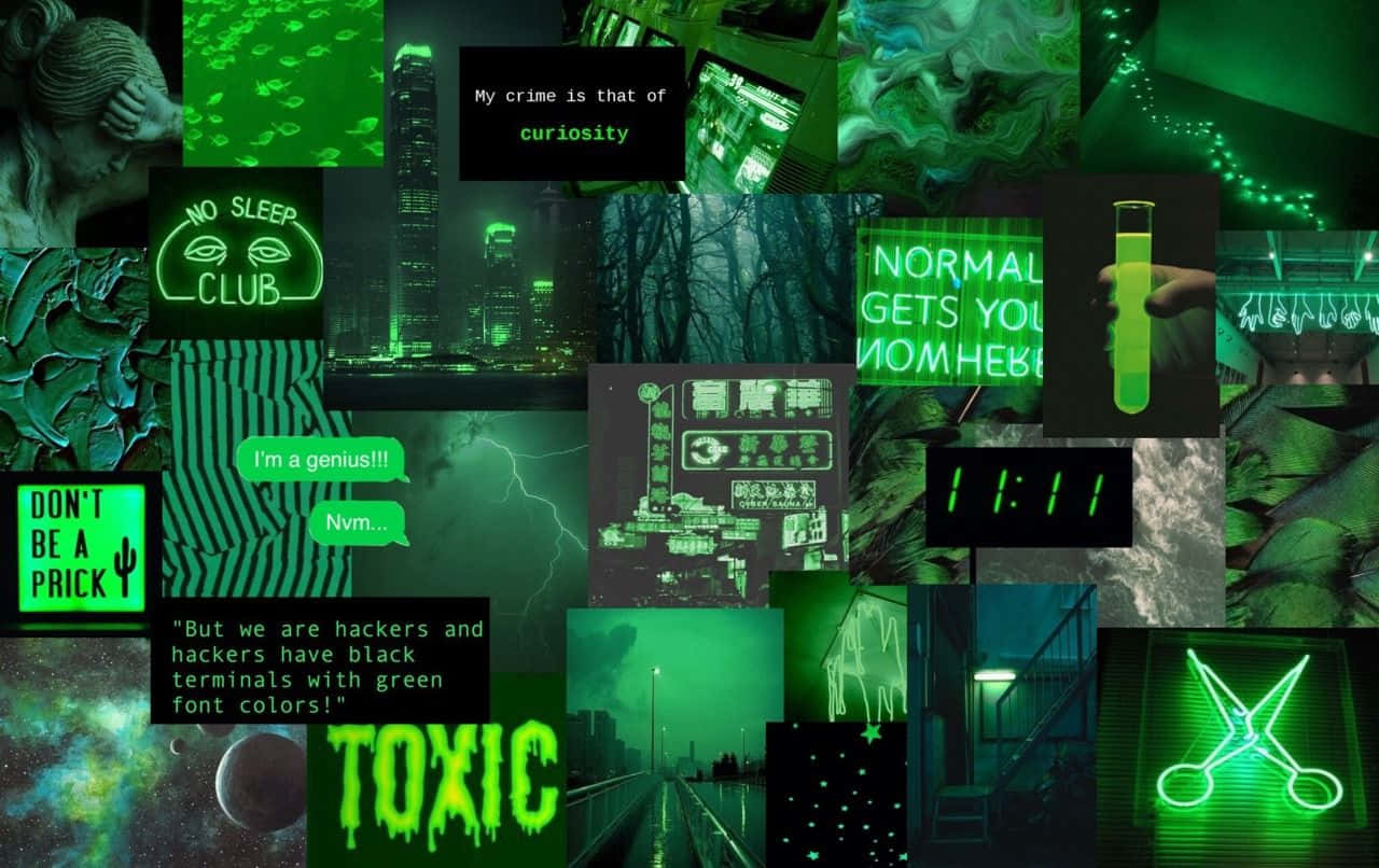 Green Collage, neon green, digital collage, HD Desktop Wallpaper