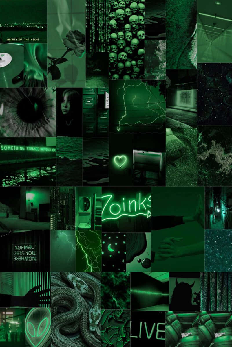 Green Collage, dark green, monochrome, SD Phone Wallpaper