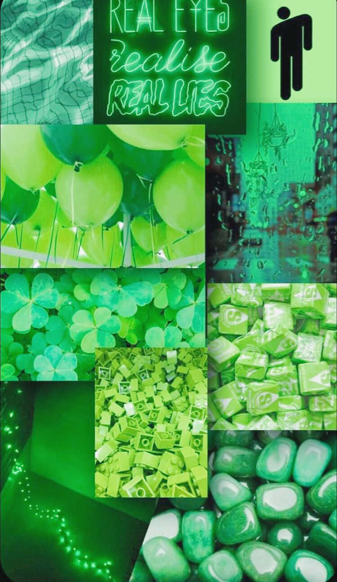Green Collage, vibrant green, balloons, SD Phone Wallpaper
