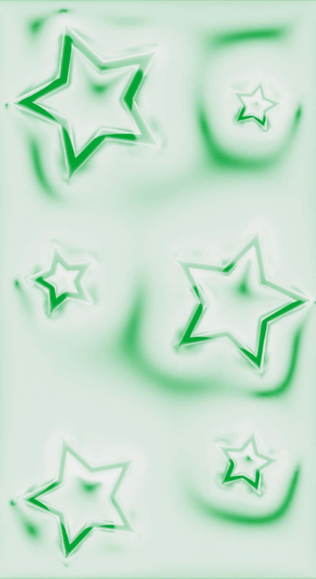 Cyber Green Star Pattern, soft mint green, glowing outlined stars, Full HD Phone Wallpaper