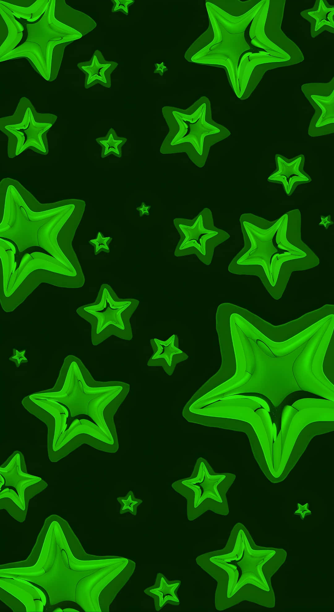 Cyber Green Star Pattern, vibrant glowing green stars, deep black background, Full HD Phone Wallpaper