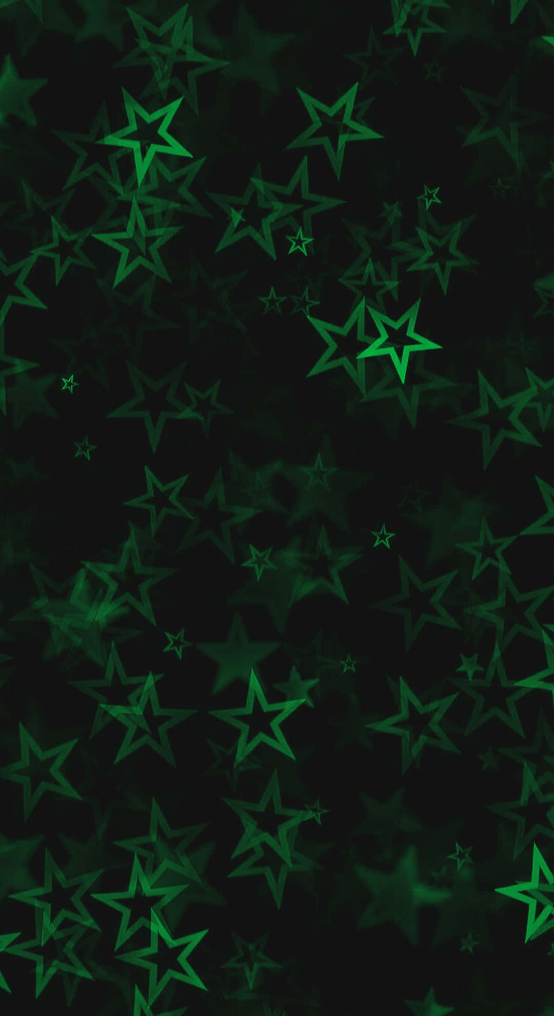 Cyber Green Star Pattern, glowing green stars, dark background, Full HD Phone Wallpaper