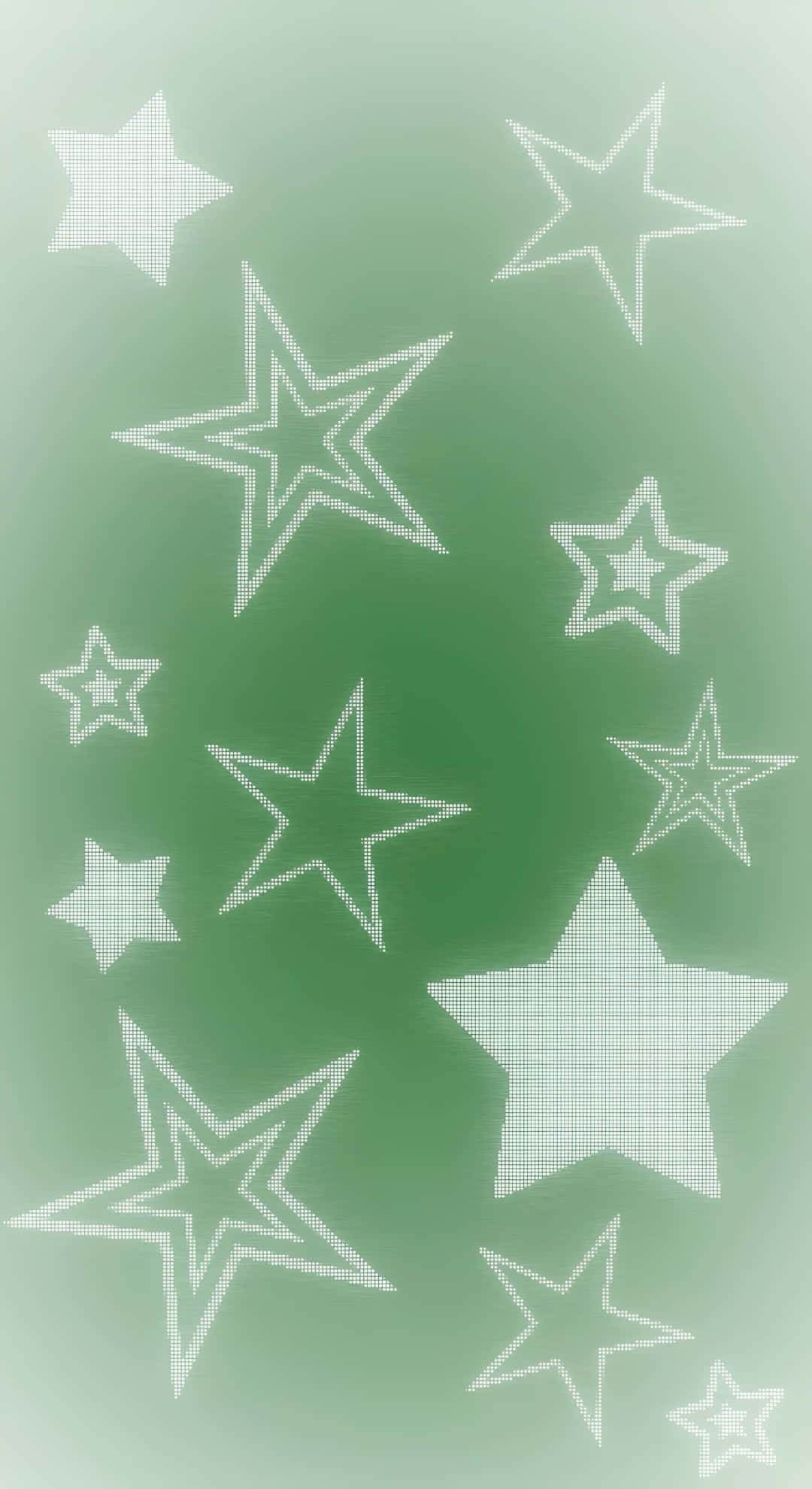 Green Cyber Star Pattern, white pixelated stars, soft gradient green background, Full HD Phone Wallpaper