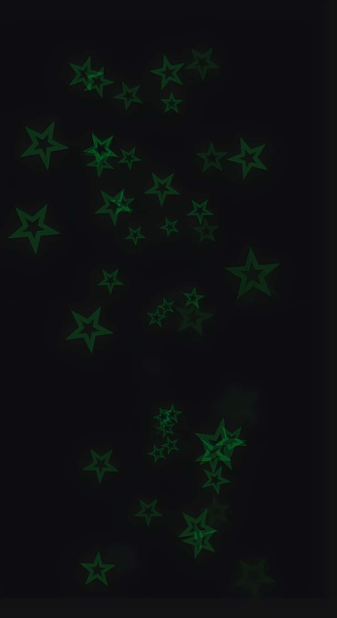 Green Cyber Star Glow, green glowing stars, deep black background, Full HD Phone Wallpaper