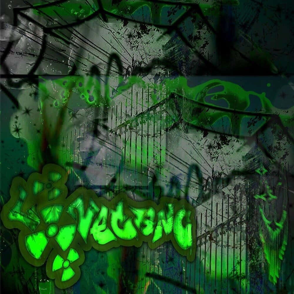 neon green, radioactive symbols, dark gritty urban wall, SD Desktop Wallpaper