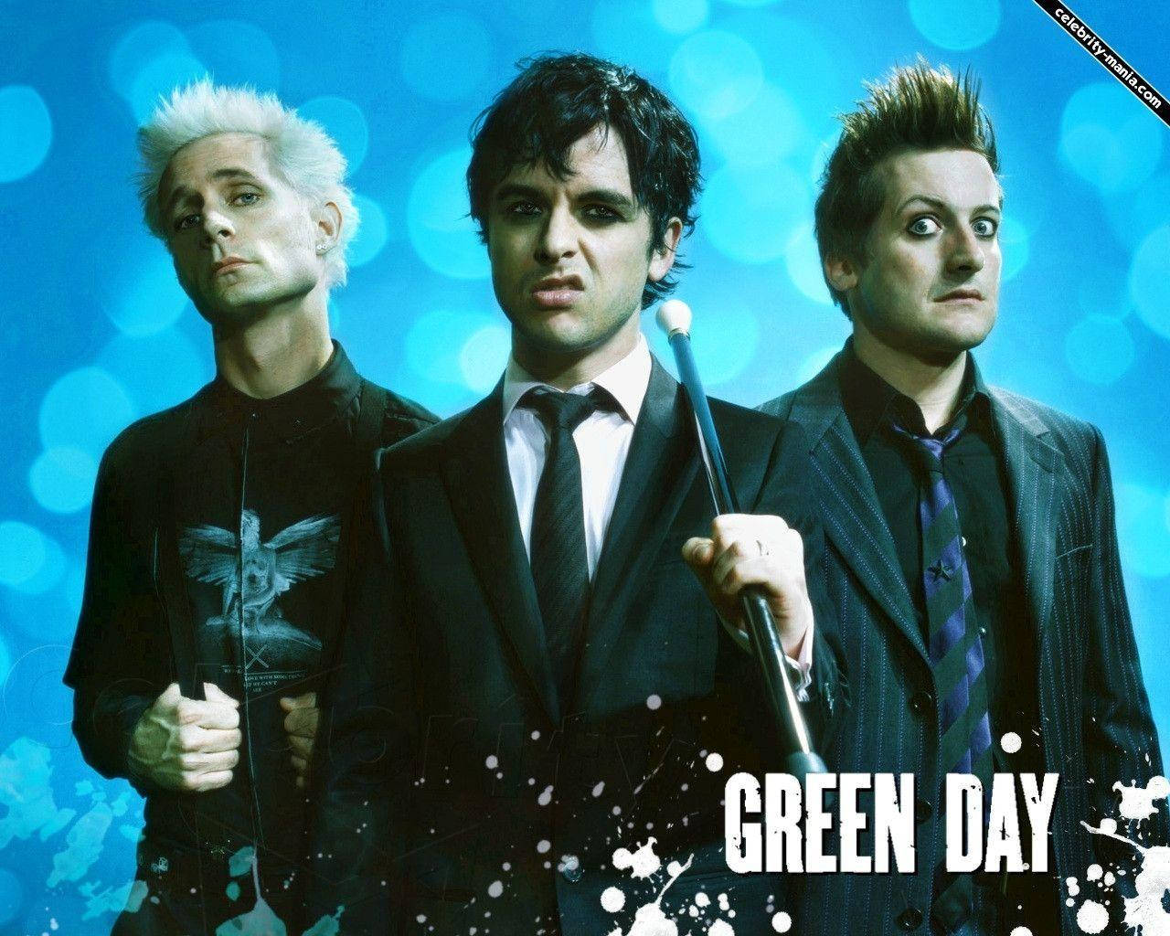 Green Day, bokeh, blue background, HD Desktop Wallpaper