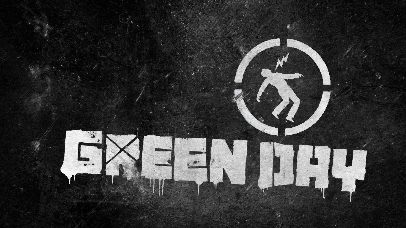 Green Day, black and white, lightning-struck figure, HD Desktop Wallpaper