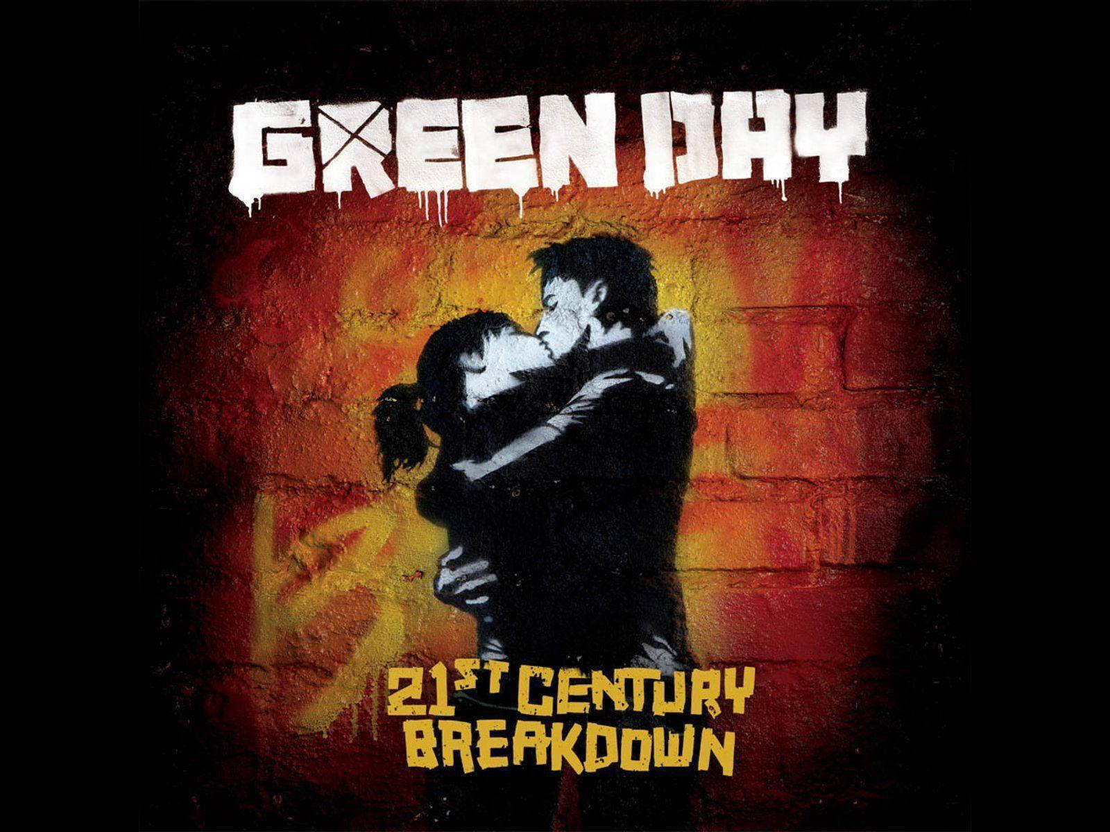 Green Day, couple, firey brick wall, HD Desktop Wallpaper