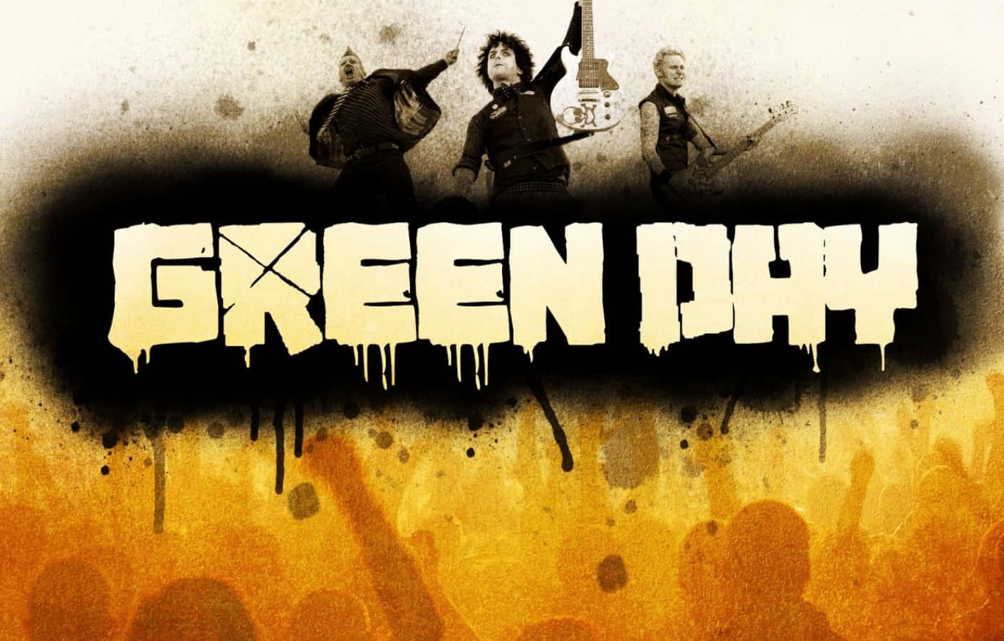 Green Day, punk rock, orange and black background, HD Desktop Wallpaper