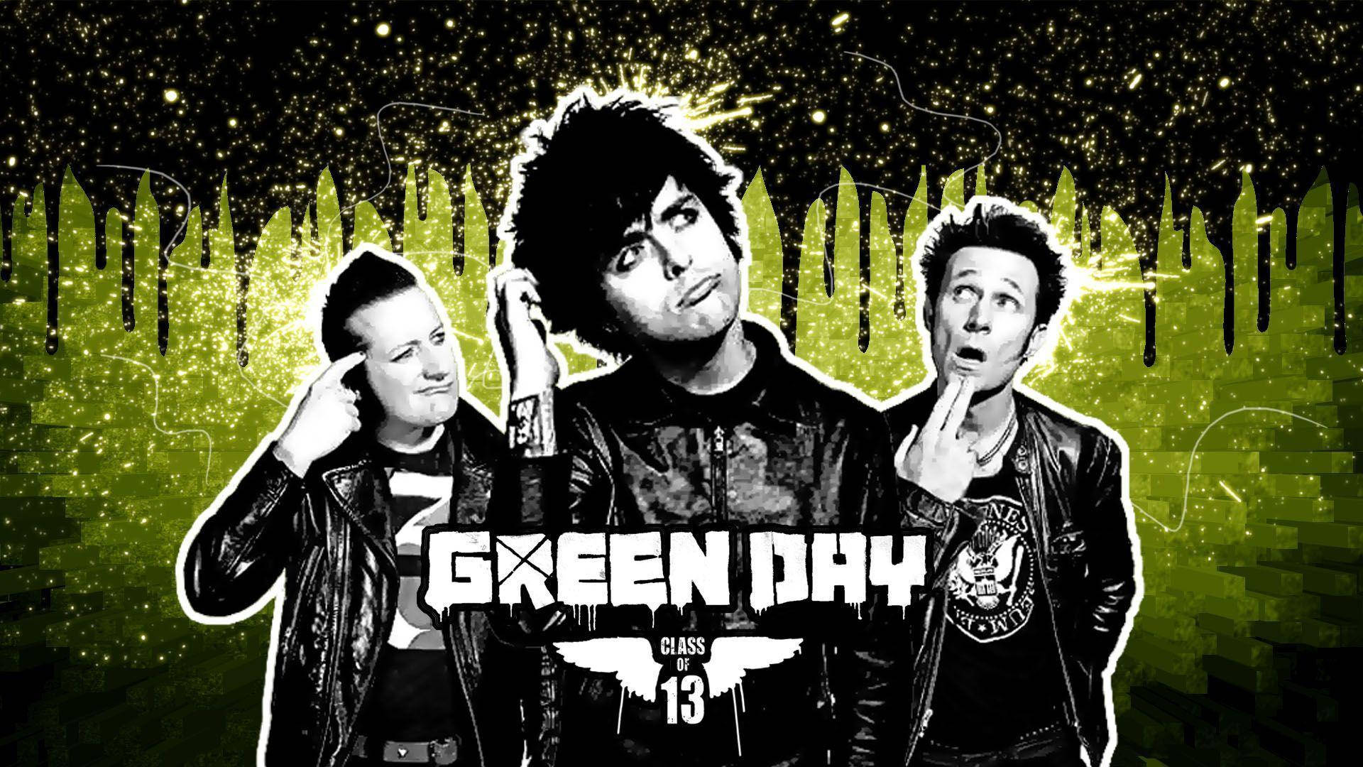 Green Day, black leather jackets, neon green, Full HD Desktop Wallpaper