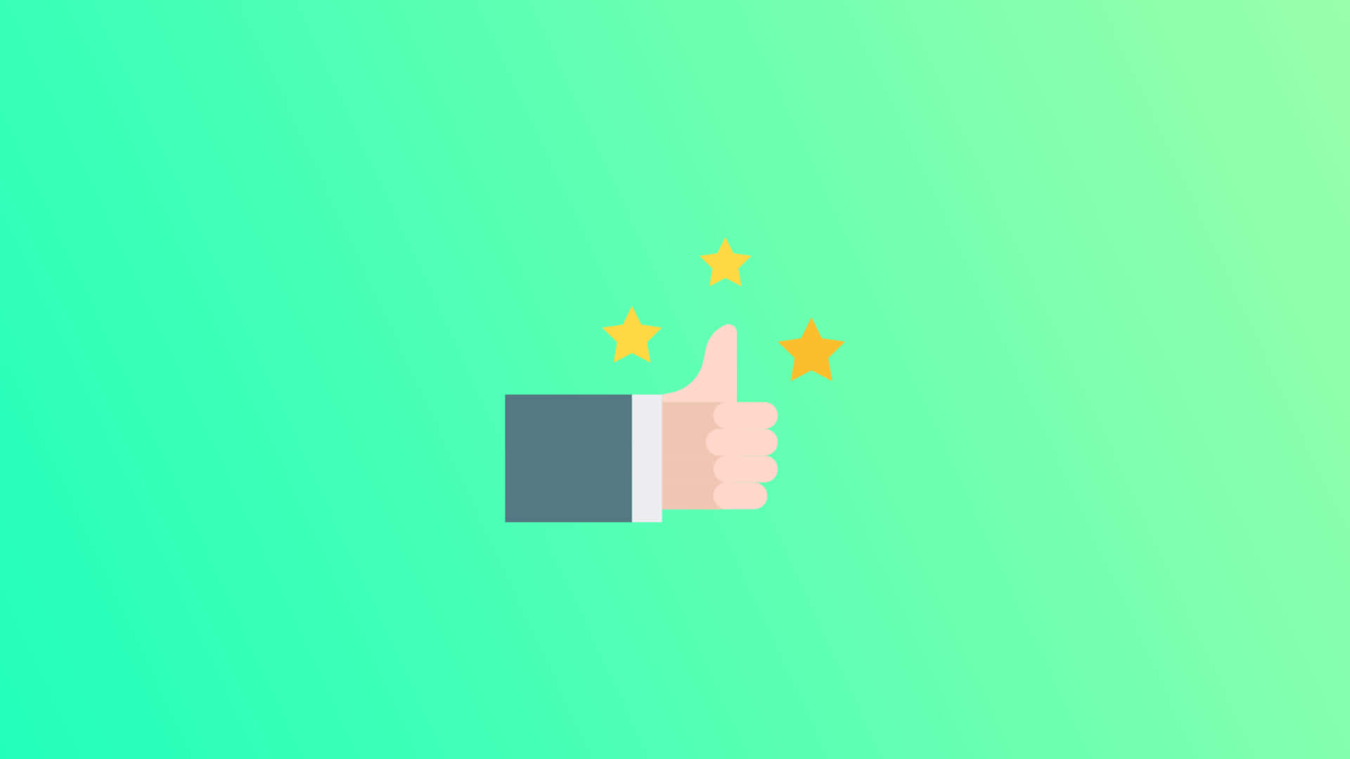 thumbs up, yellow stars, gradient teal background, Full HD Desktop Wallpaper