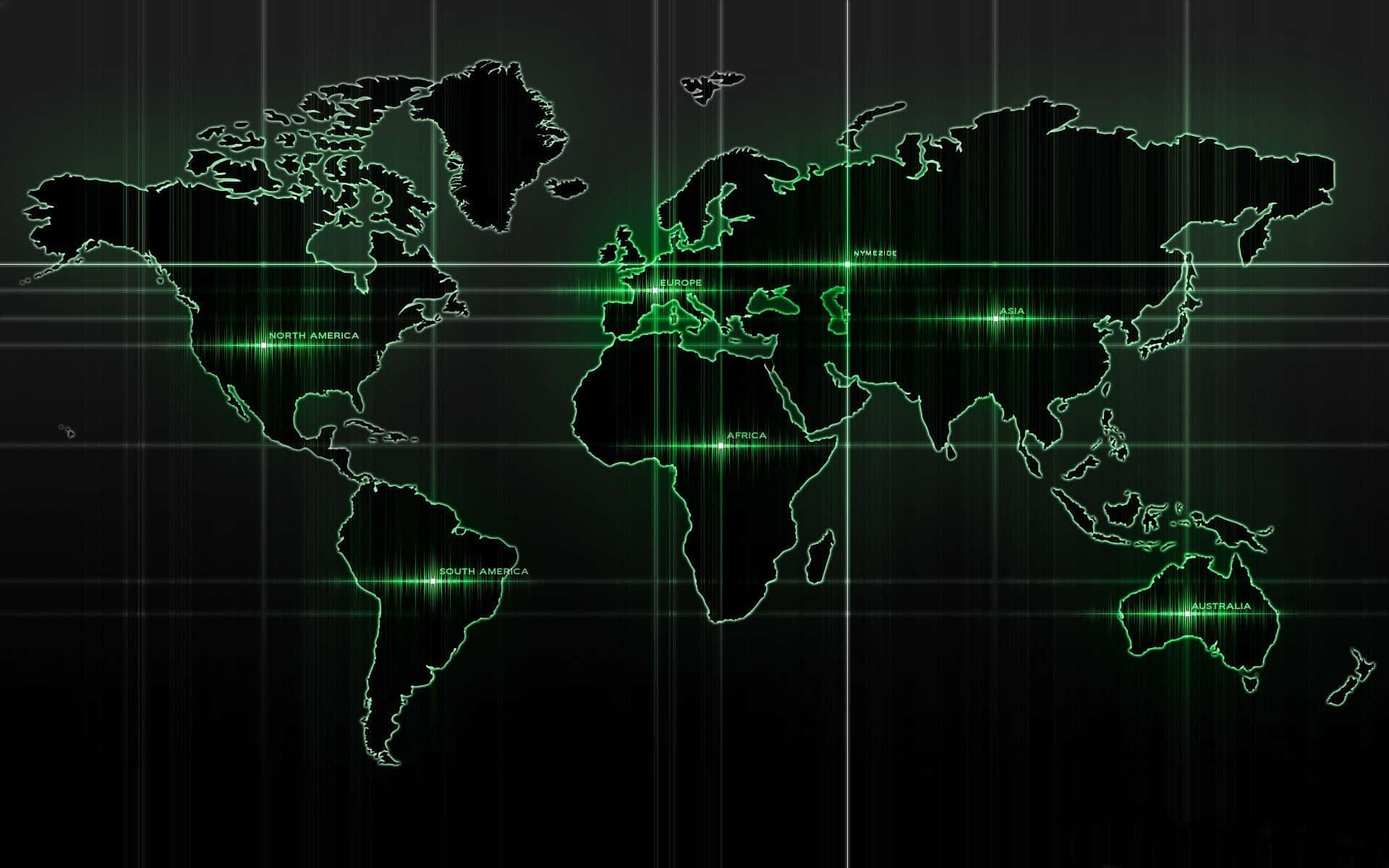 Vibrant Green Desktop Background, glowing green digital world map, grid lines, Full HD Desktop Wallpaper