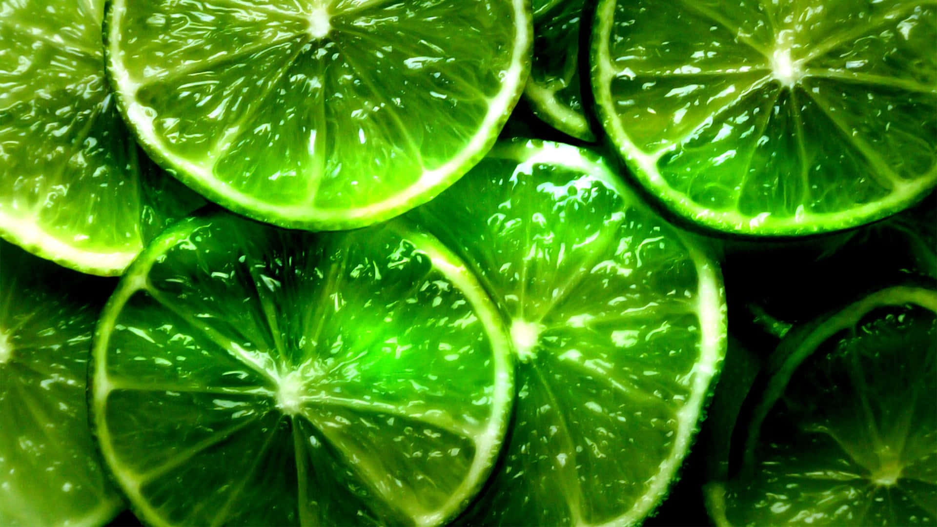 Lime Slices, Vibrant green, Juicy pulp, Full HD Desktop Wallpaper