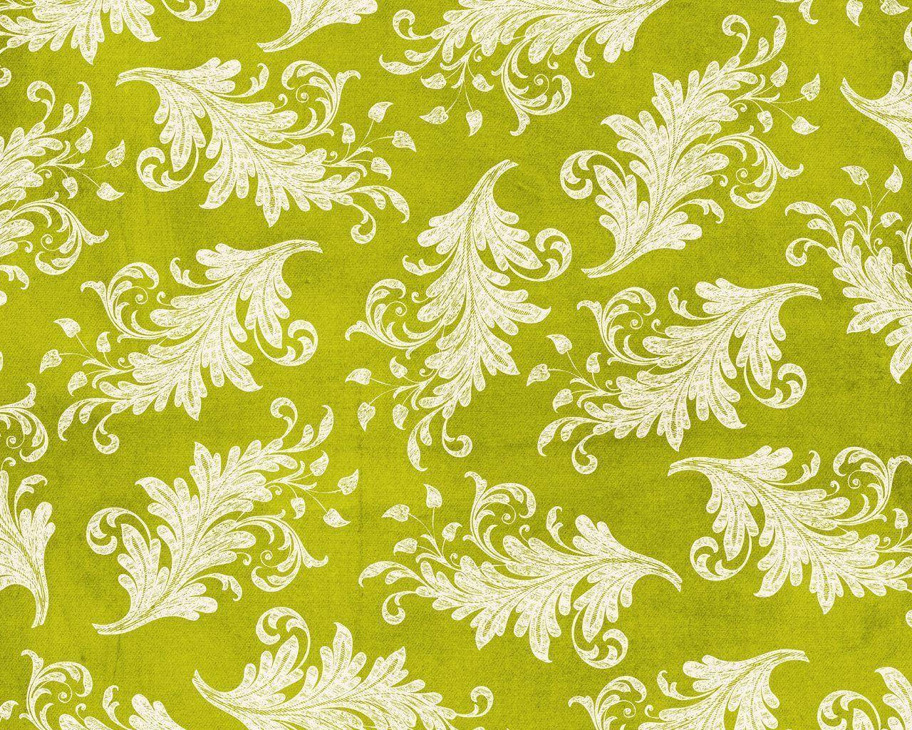 light green filigree, vibrant lime green, intricate white damask floral patterns, HD Desktop Wallpaper
