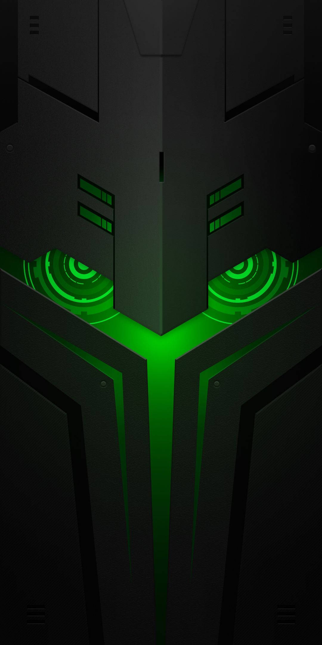 robot, glowing green eyes, dark futuristic robot head, Full HD Phone Wallpaper