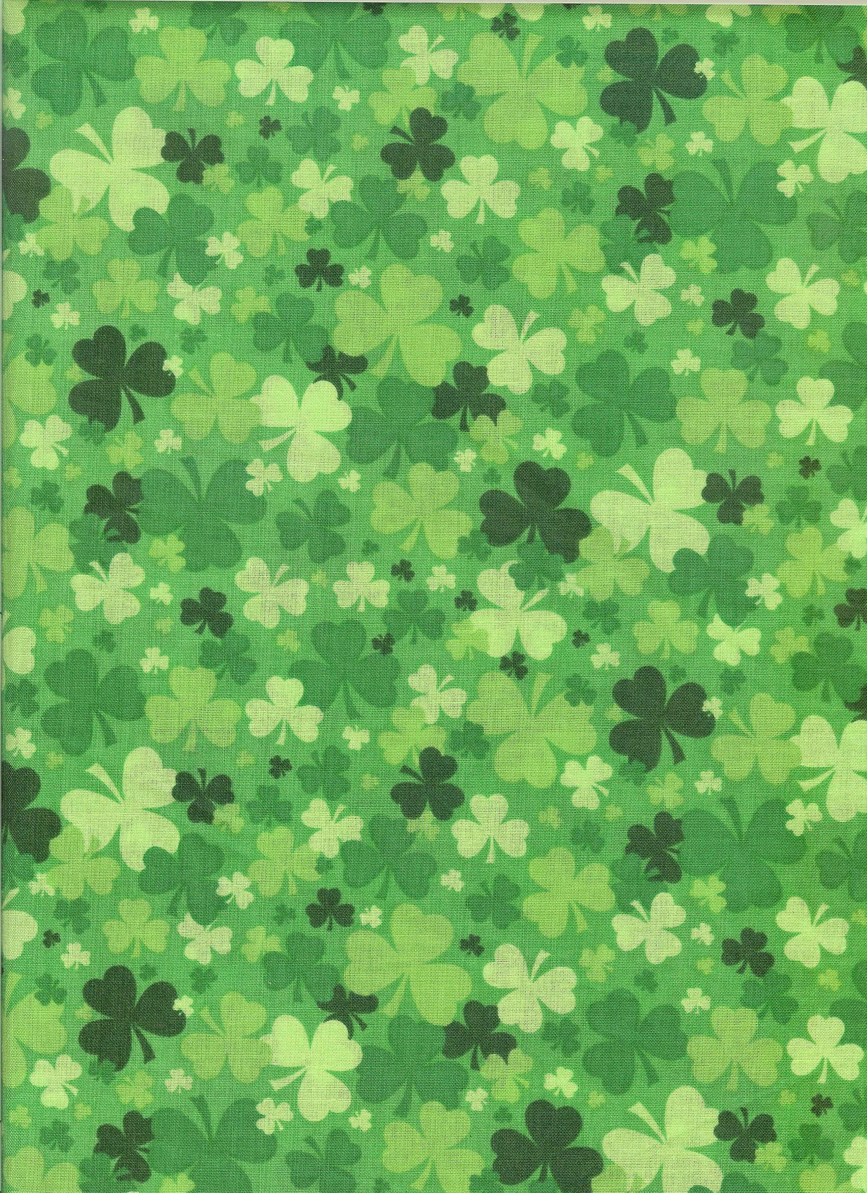 green shamrock pattern, textured fabric background, vibrating green, Full HD Phone Wallpaper