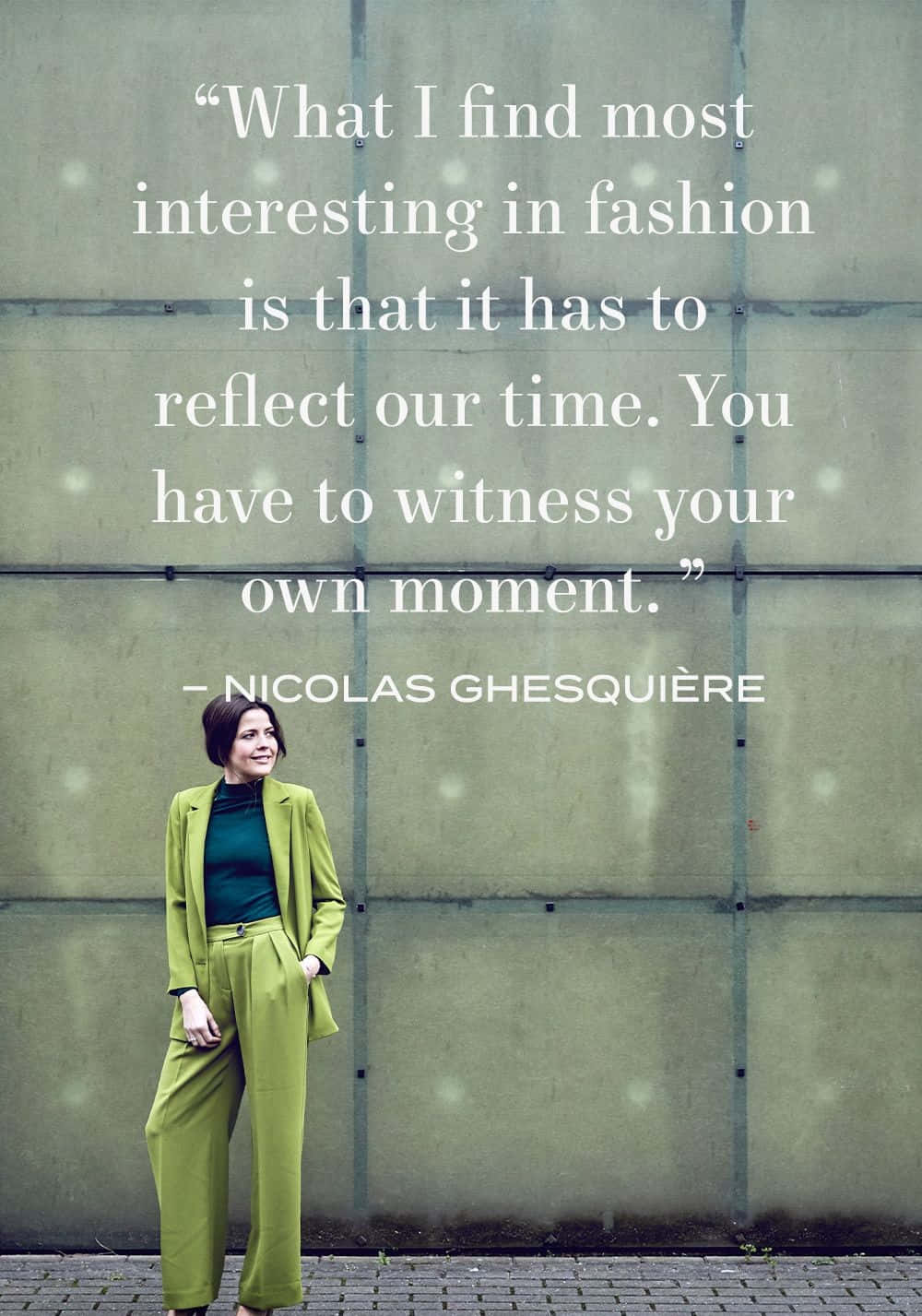 vibrant green suit, textured gray wall, fashion quote, HD Phone Wallpaper