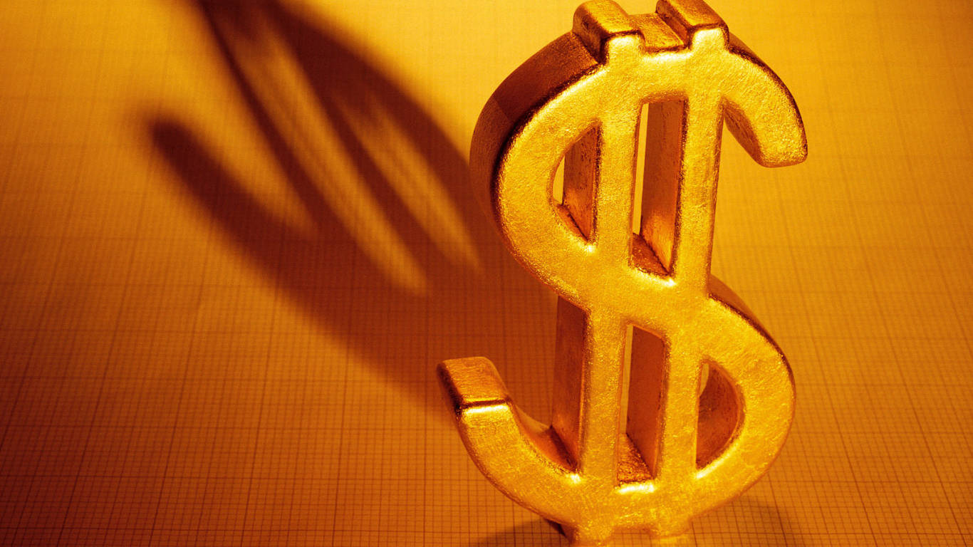 golden dollar sign, warm-toned graph paper background, stacks of green bills, HD Desktop Wallpaper