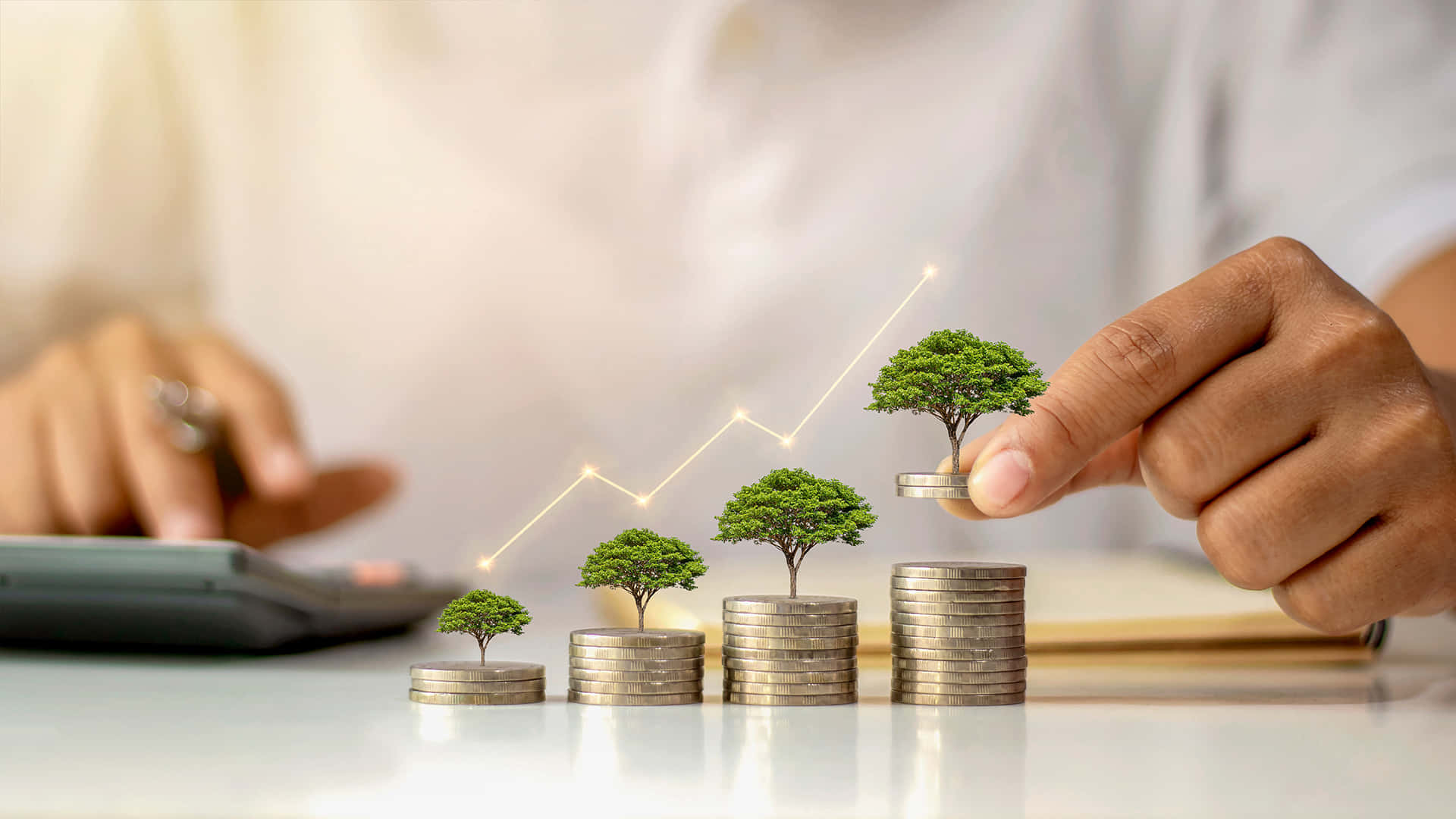 Green Finance, world globe, tree, Full HD Desktop Wallpaper