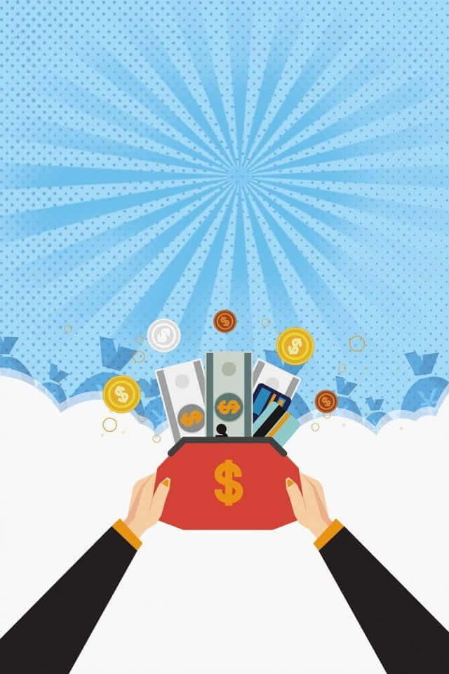 green finance, red money bag, cash coins, SD Phone Wallpaper