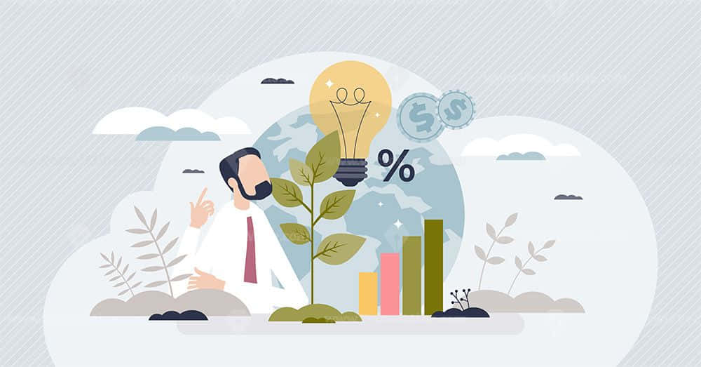 Green Finance, growing plant, lightbulb, SD Desktop Wallpaper