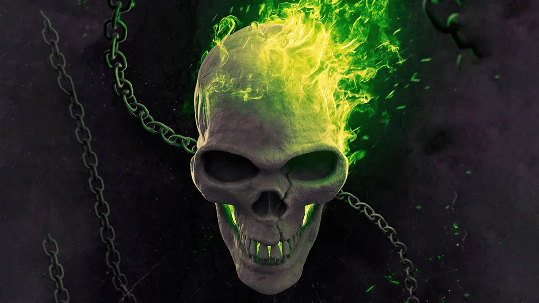 Green Fire Skull