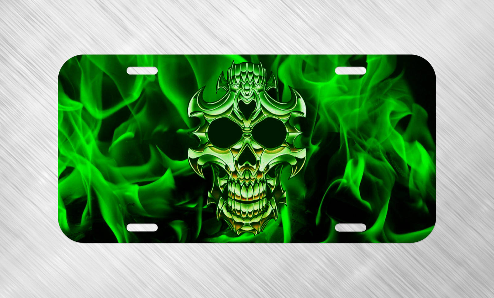 Green Fire Skull, neon flames, black background, HD Desktop Wallpaper