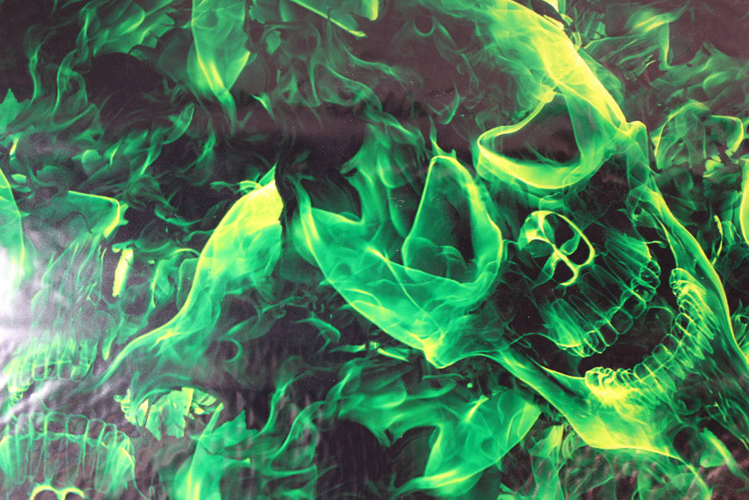 Green Fire Skull, glowing green skull, swirling flames, SD Desktop Wallpaper