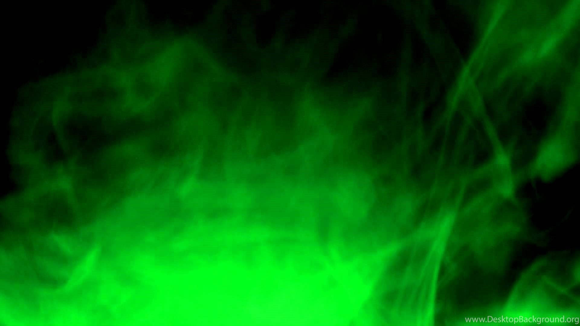 neon green, smoke, pitch black background, Full HD Desktop Wallpaper