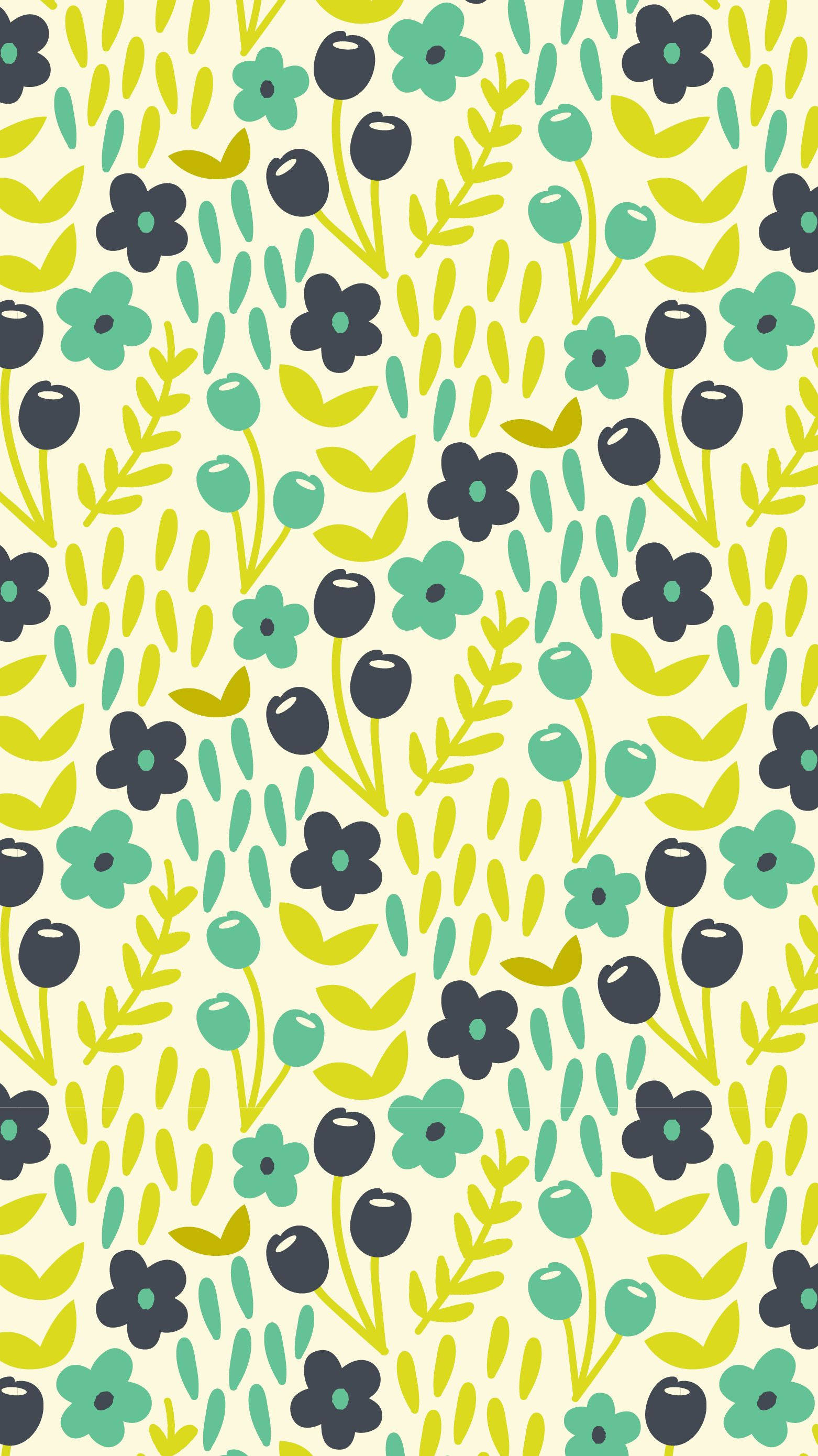 green floral leaves, green teal, black, 2K Phone Wallpaper