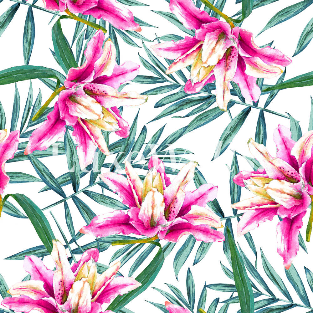 Green Floral, hot pink, vibrant pink lilies, SD Desktop Wallpaper
