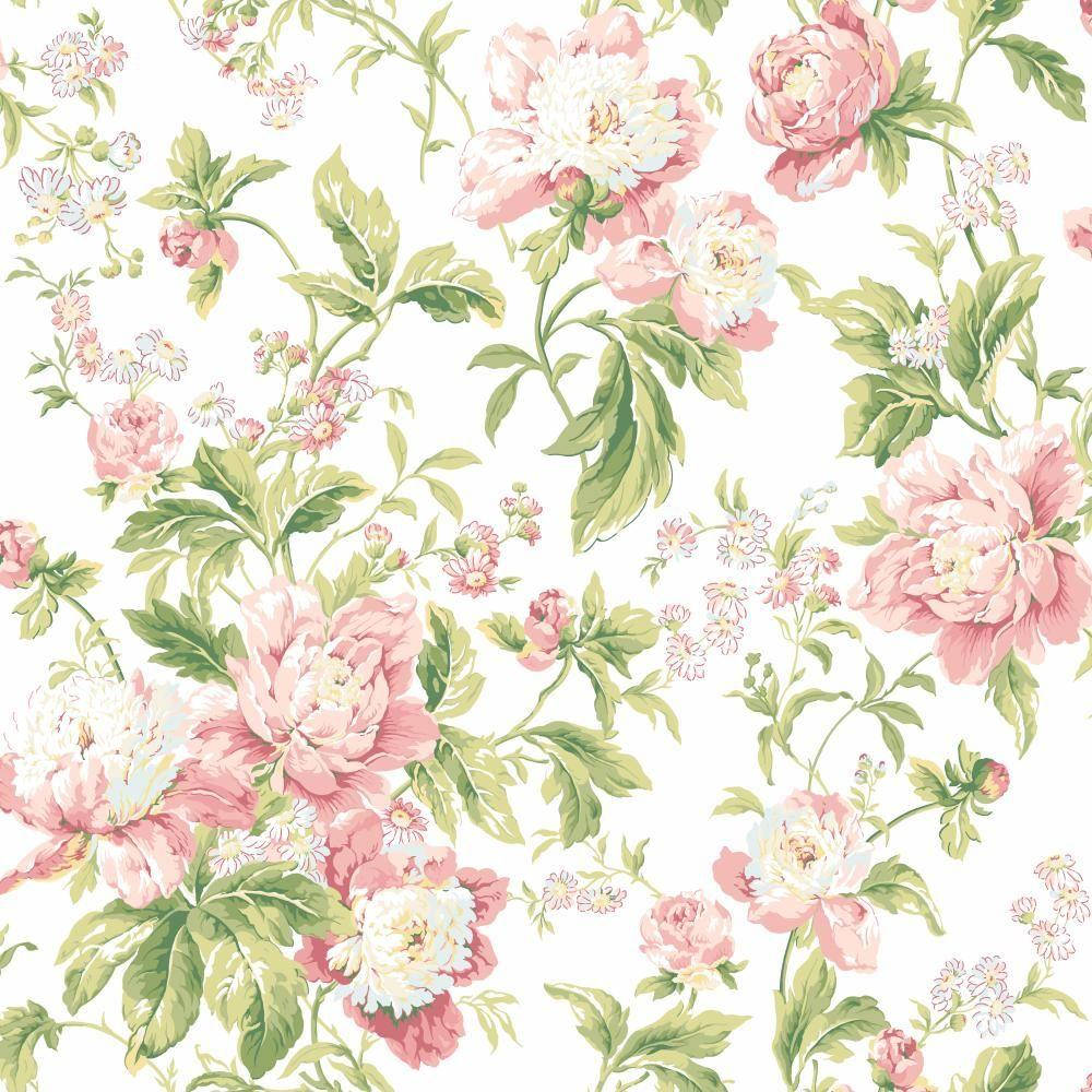 Green Floral, light pink, pink peonies, SD Desktop Wallpaper