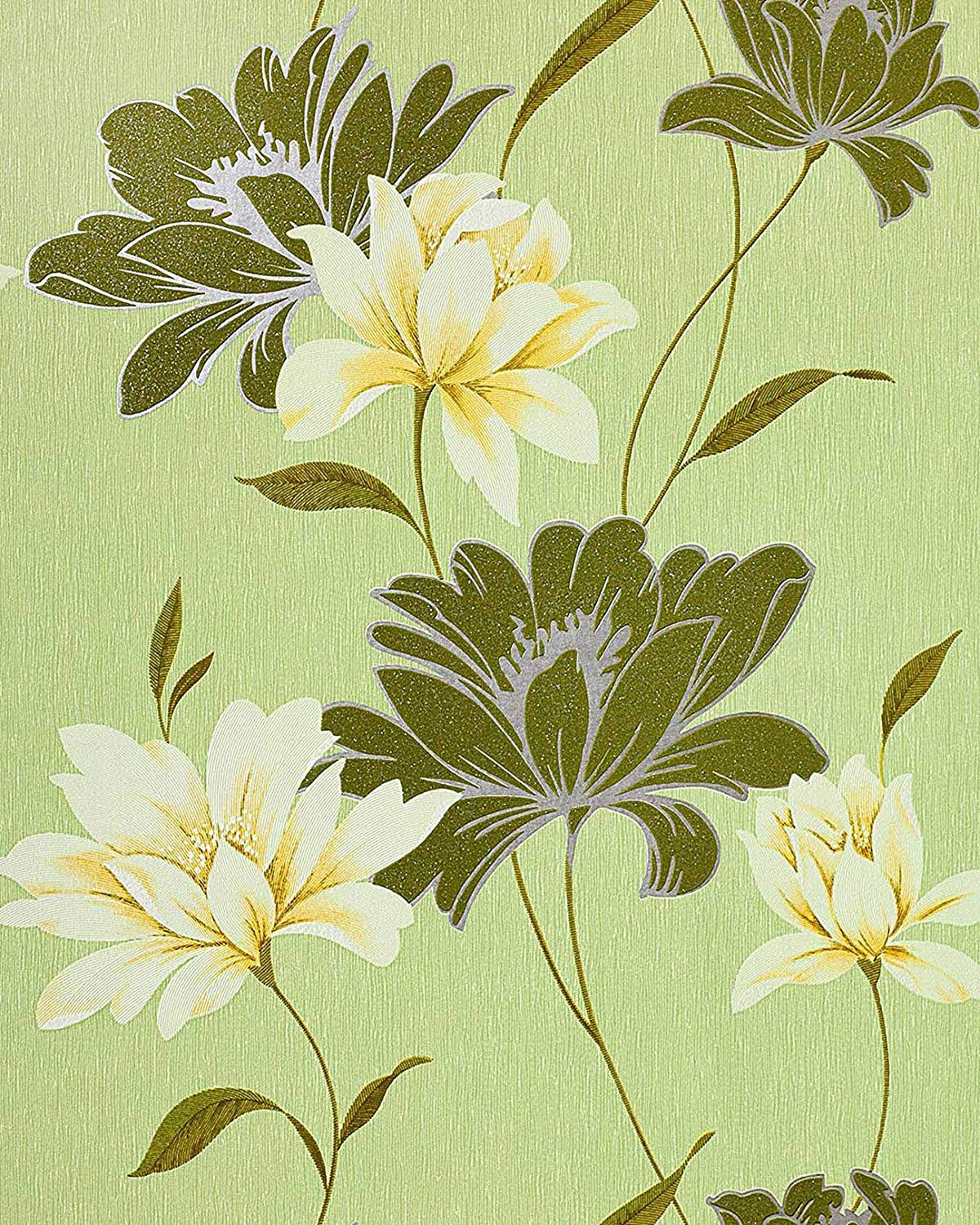 Green Floral, white flower, yellow and olive green blooms, HD Phone Wallpaper