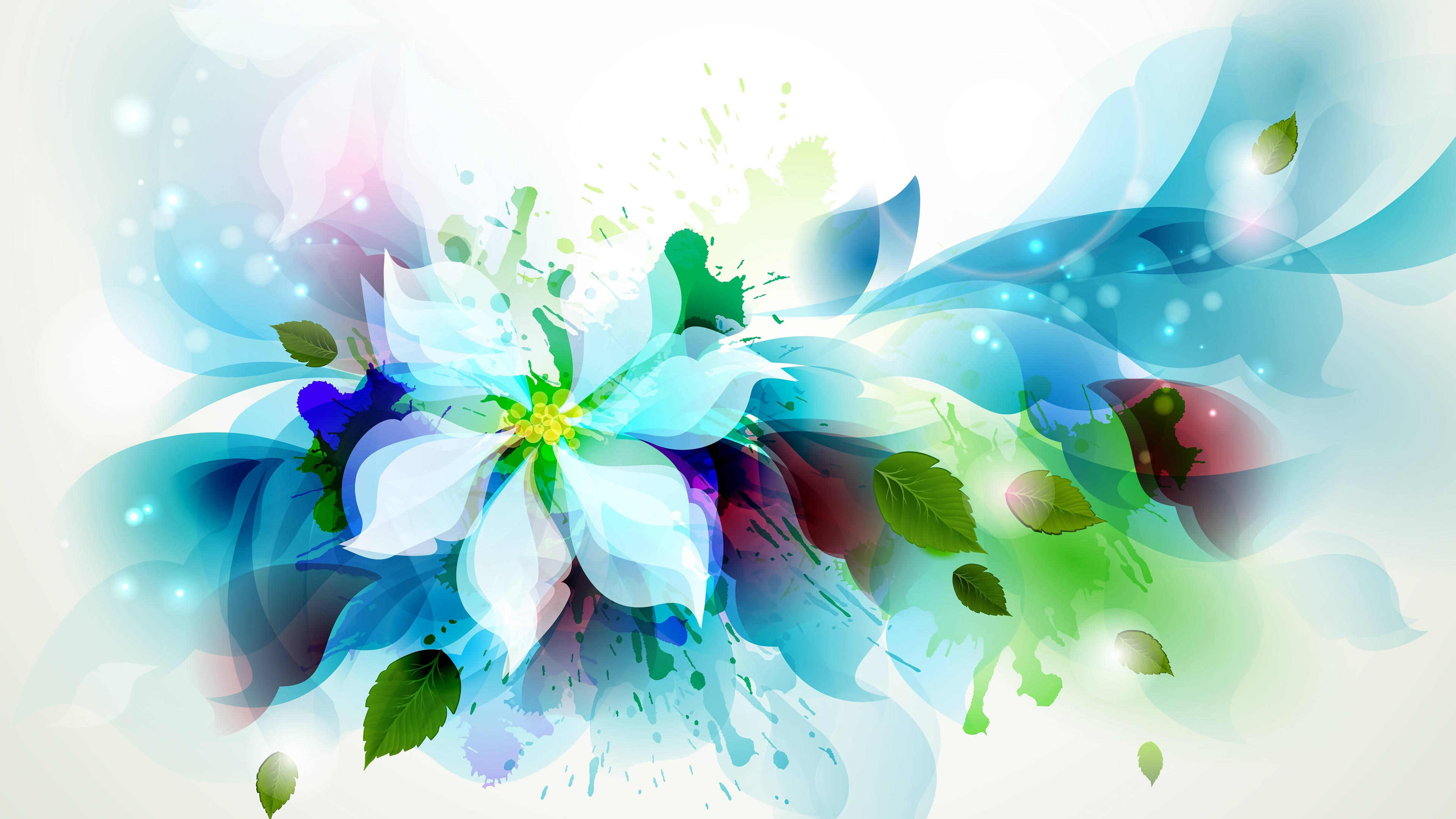 4K, green artistic flower, blue green, 4K Desktop Wallpaper