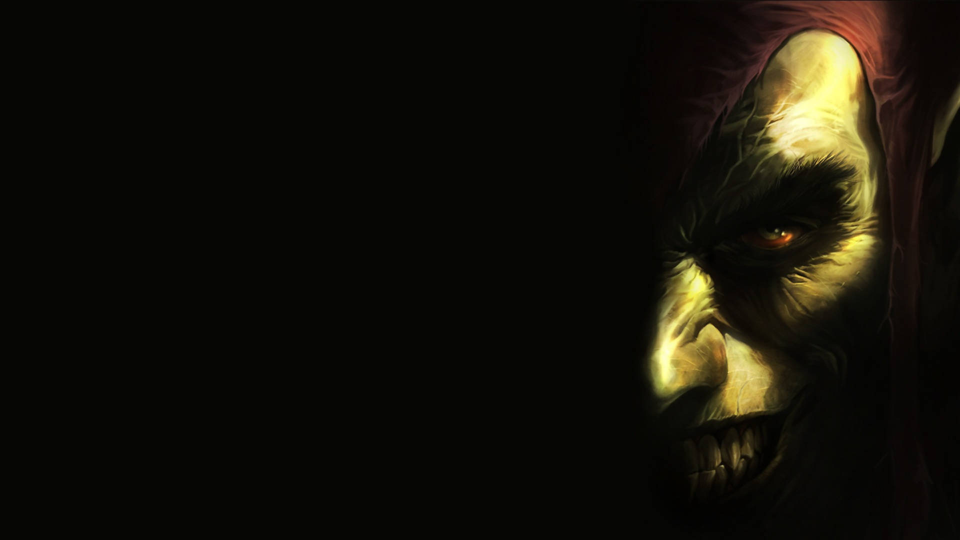 Green Goblin, glowing red eyes, sharp teeth, Full HD Desktop Wallpaper