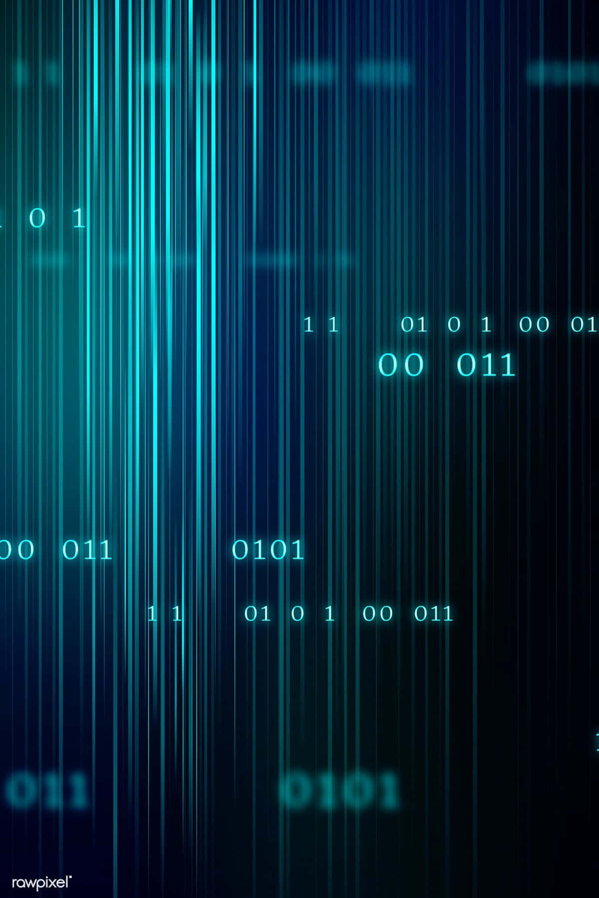green binary numbers, cyan data streams, binary code, HD Phone Wallpaper