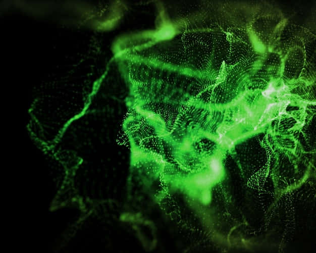 vibrant green, particle streams, deep black void, SD Desktop Wallpaper