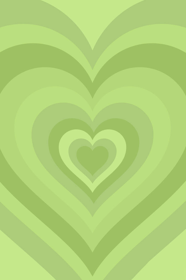 Green Heart, nested hearts, varying shades of green, SD Phone Wallpaper