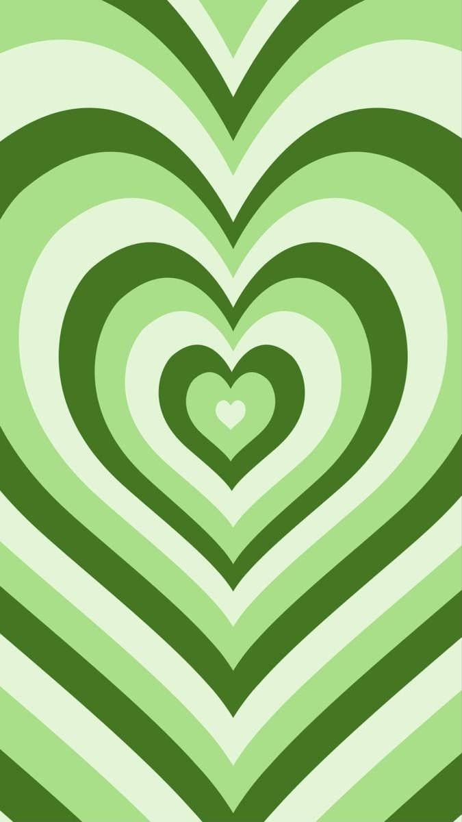 Green Heart, concentric hearts, varying green shades, SD Phone Wallpaper