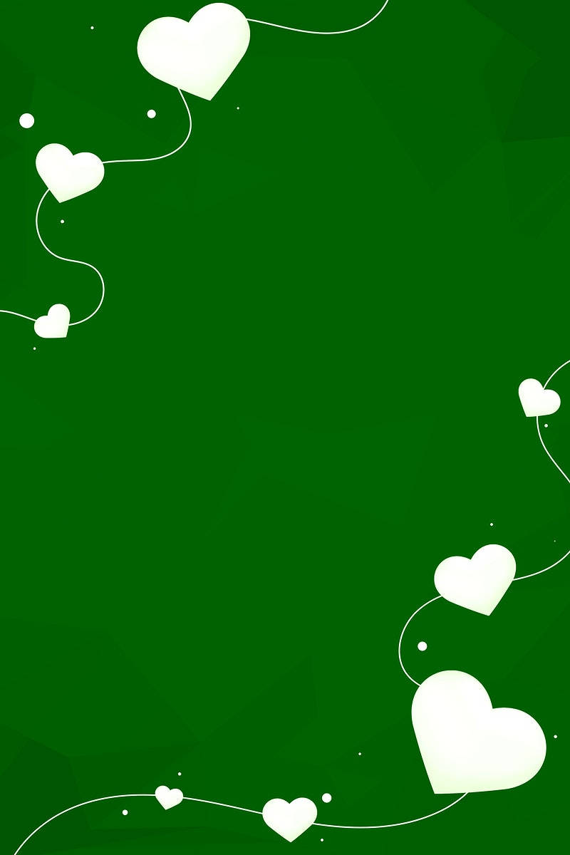 White Green Heart, white heart balloons, curved strings, SD Phone Wallpaper