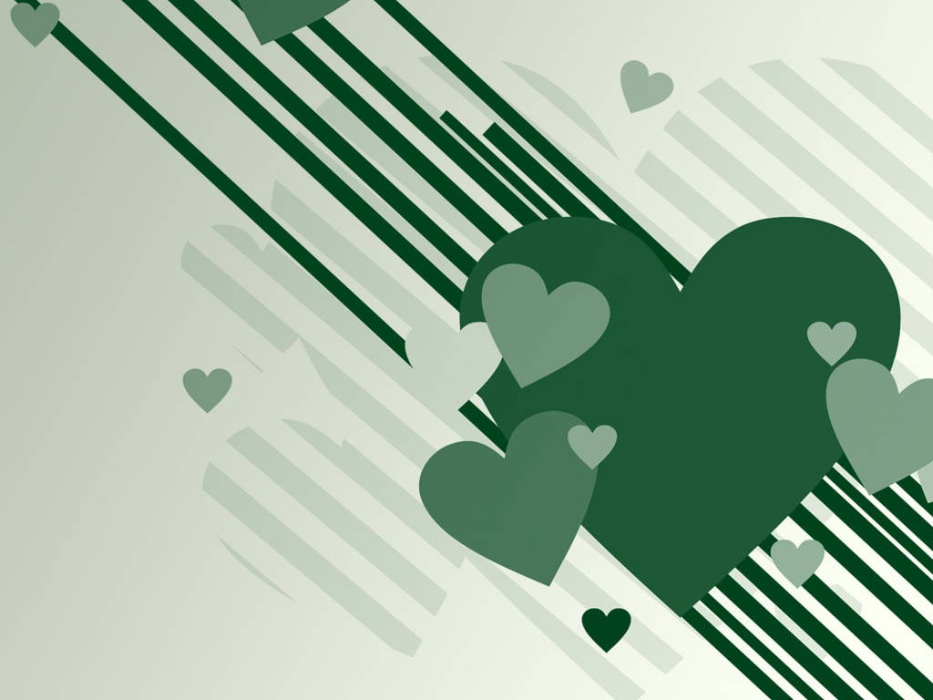 Green Heart, striped background, soft shades of green, SD Desktop Wallpaper