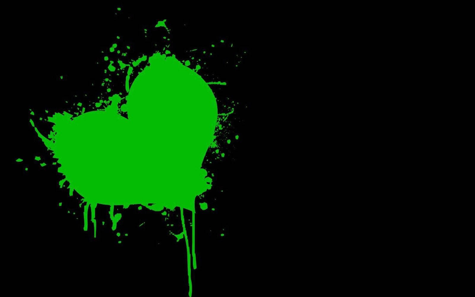 Green Heart, neon green, black background, HD Desktop Wallpaper