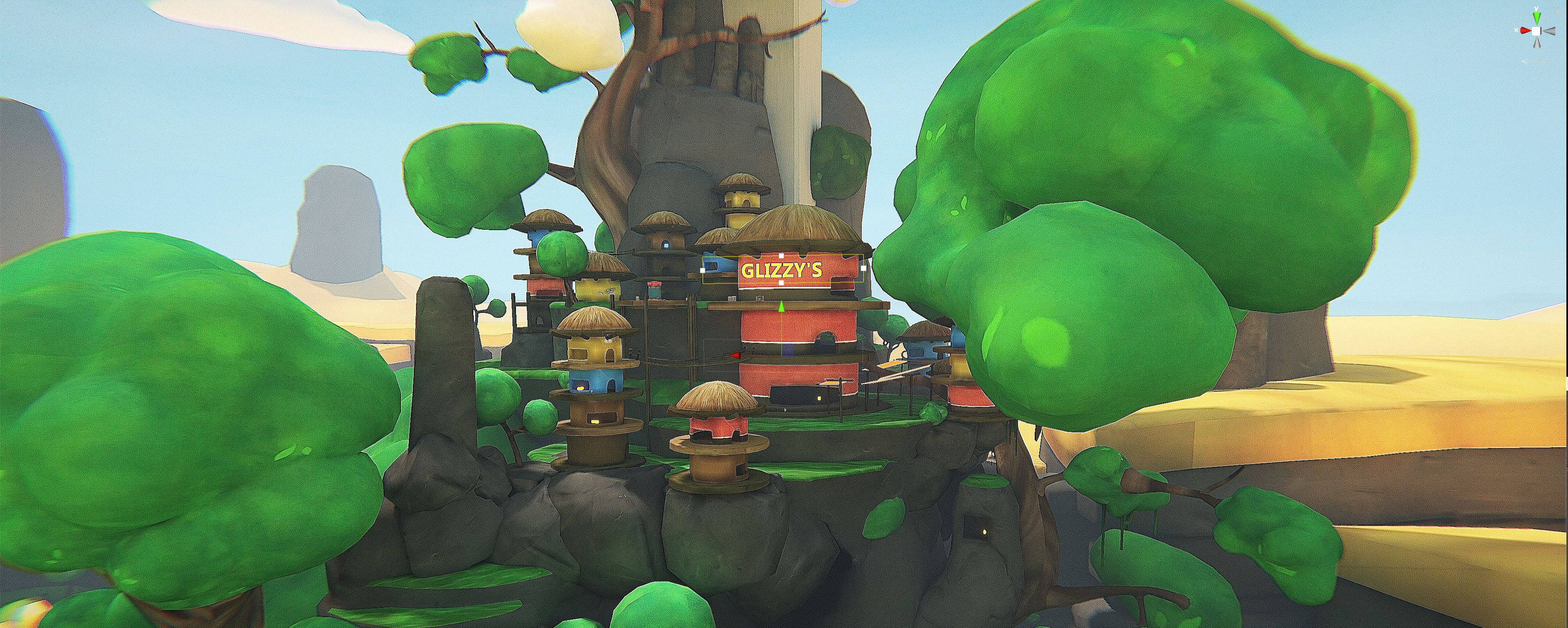 Green Hill Zone, 3840 x 1539, vibrant 3d-rendered village, 4K Desktop Wallpaper