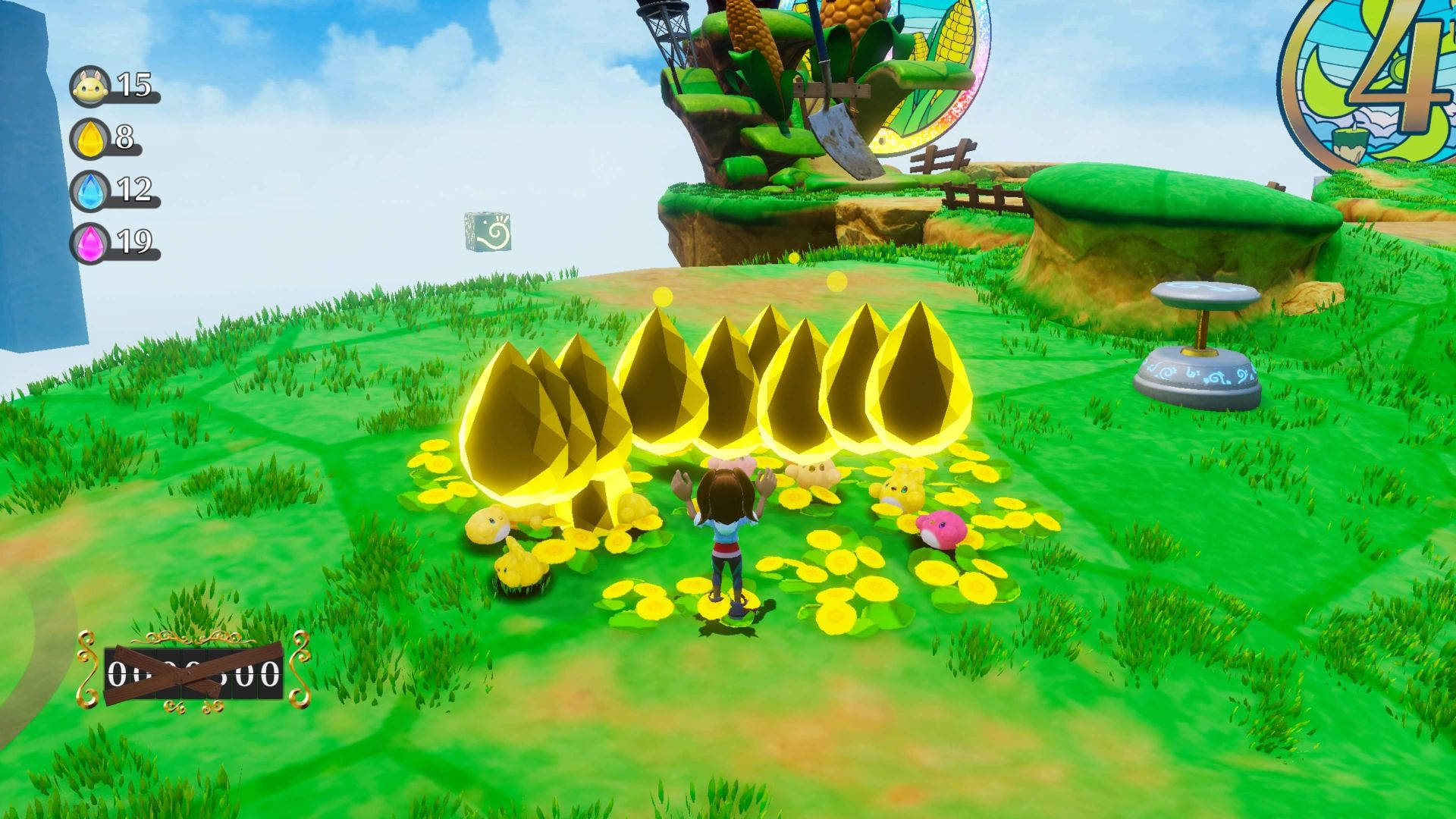 Green Hill Zone, vibrant green field, glowing yellow coins, Full HD Desktop Wallpaper