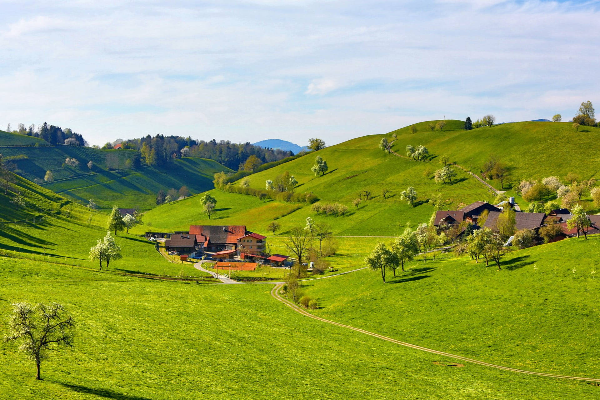 Green Hill, 1981 House, vibrant green rolling hills, Full HD Desktop Wallpaper