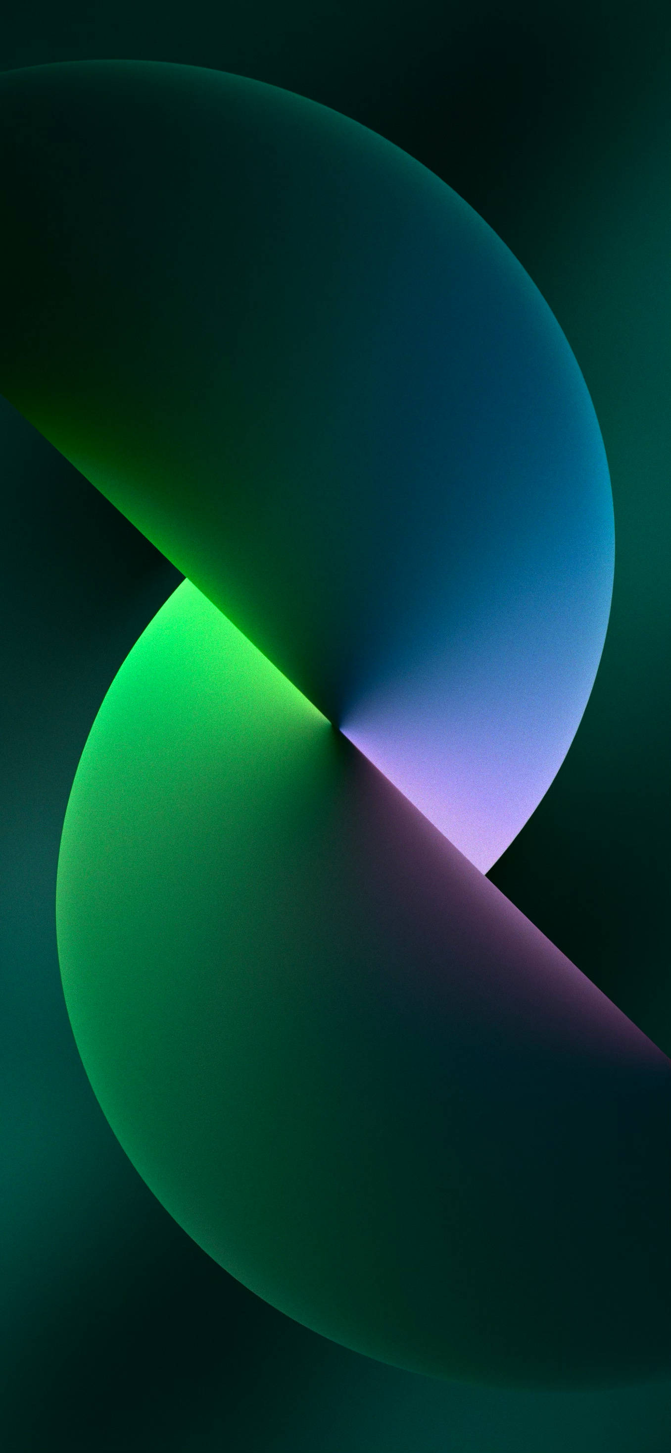 Green iPhone, art spheres, glowing curved shapes, 2K Phone Wallpaper