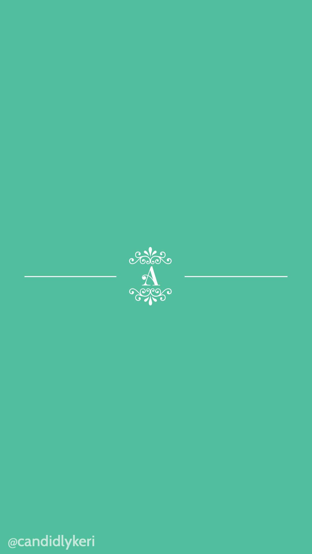 mint green, iPhone, white ornate monogram A, Full HD Phone Wallpaper