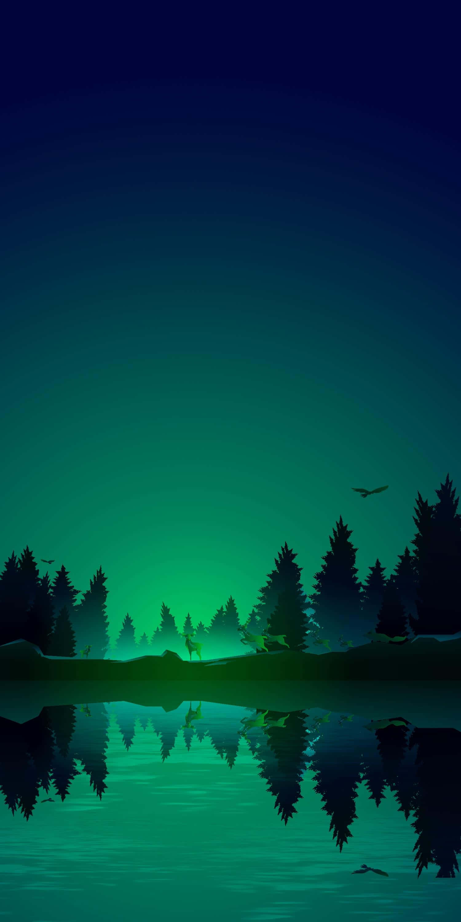 Dark Green, iPhone, glowing green aurora, 2K Phone Wallpaper